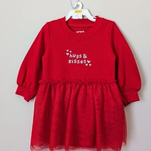 Carter's Red Baby Dress with Tulle Skirt Size 12 Mos.